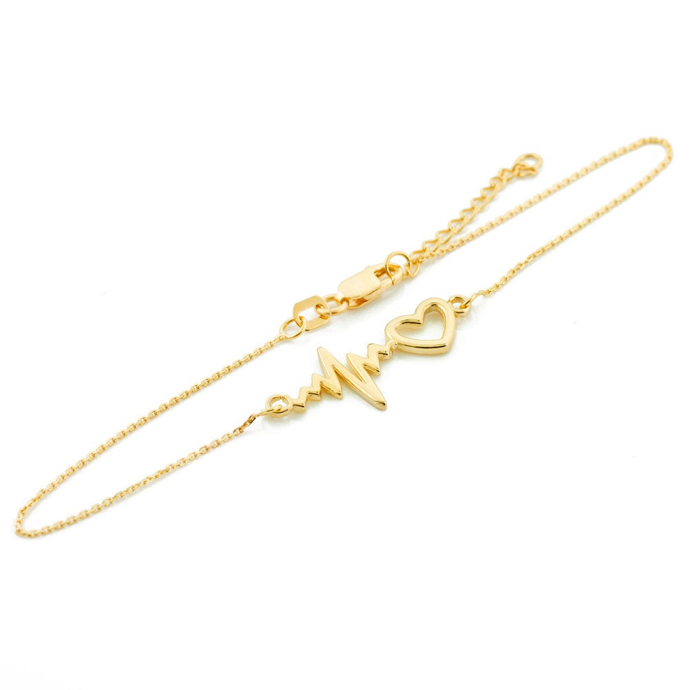 14K Yellow Gold Heartbeat Bracelet Karma Blingz