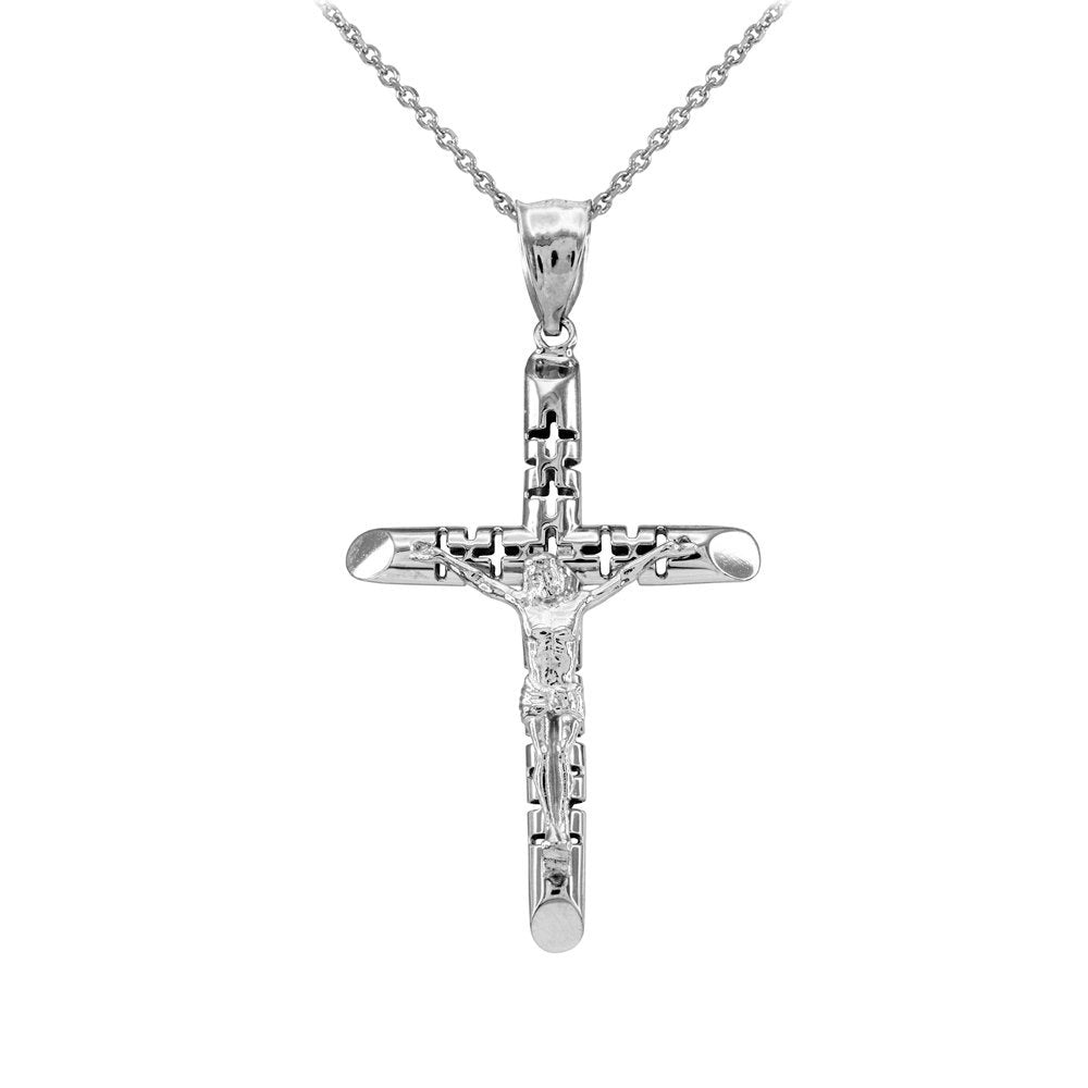 Sterling Silver Crucifix Tube Cross Pendant Necklace Karma Blingz