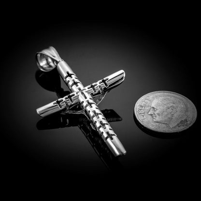 Sterling Silver Crucifix Tube Cross Pendant Necklace Karma Blingz