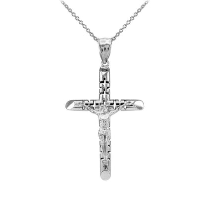 Gold Crucifix Tube Cross Pendant Necklace (yellow gold, white gold) Karma Blingz