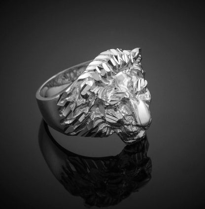 Sterling Silver Lion Ring - Silver Lion Head Mens Ring - Leo Ring Karma Blingz