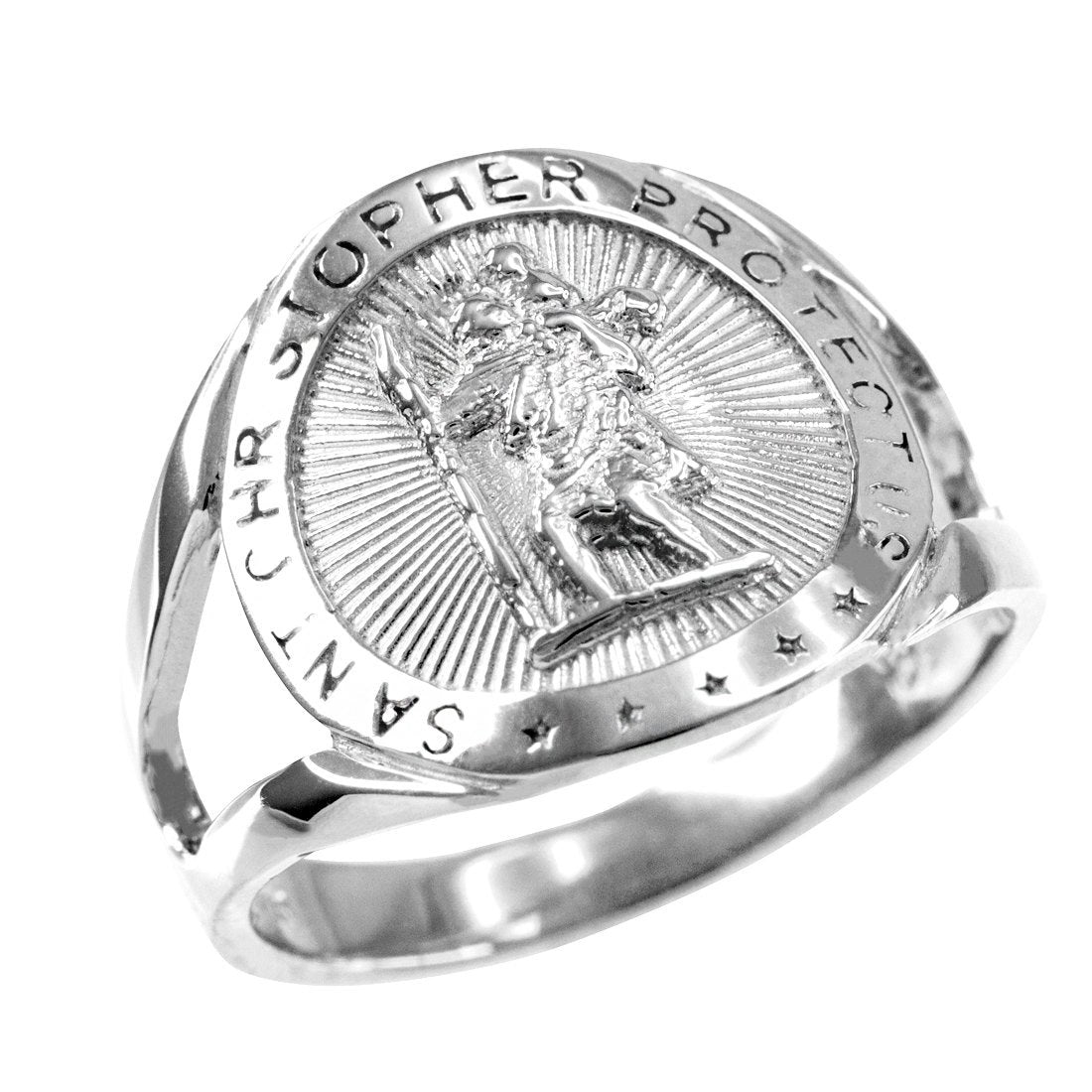 Sterling Silver St. Christopher Protection Small Medallion Ring Karma Blingz