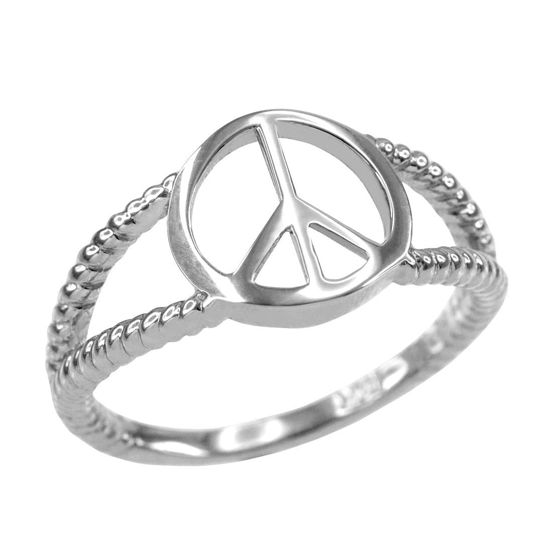 925 Sterling Silver Peace Sign Dainty Ring Karma Blingz