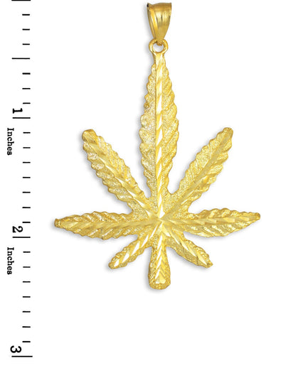 Solid Gold Marijuana Leaf Cannabis Pendant Karma Blingz