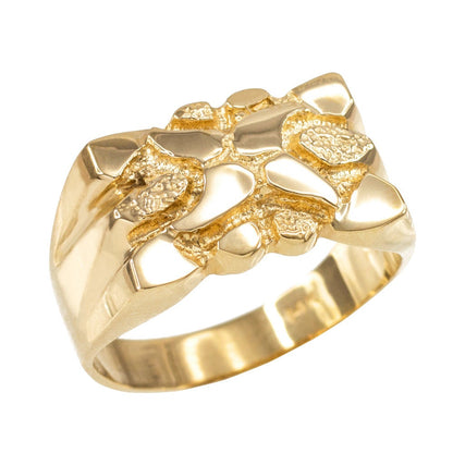 Mens Polished Gold Nugget Ring Karma Blingz