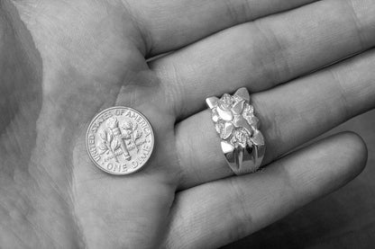 Mens White Gold Nugget Ring Karma Blingz