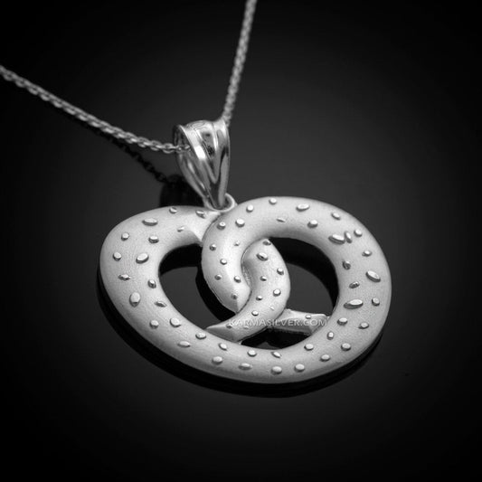 Sterling Silver Salted Pretzel Pendant Necklace Karma Blingz