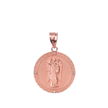 Gold Saint Gabriel Archangel Diamond Medallion Pendant Necklace Karma Blingz