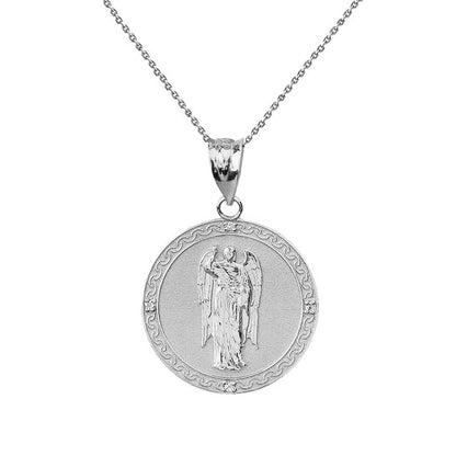 Gold Saint Gabriel Archangel Diamond Medallion Pendant Necklace Karma Blingz