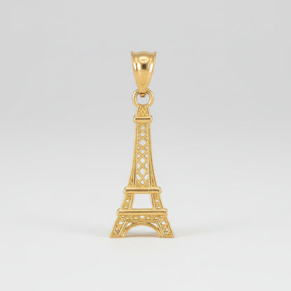 Gold Paris Eiffel Tower Charm Necklace (yellow, white, rose gold, 10k, 14k) Karma Blingz