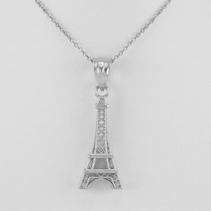 Gold Paris Eiffel Tower Charm Necklace (yellow, white, rose gold, 10k, 14k) Karma Blingz
