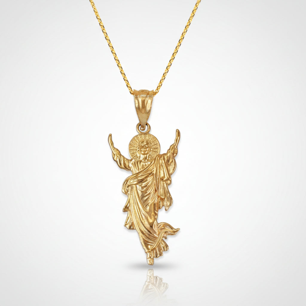 Gold Resurrection of Jesus Christ Pendant Necklace (yellow, white, rose gold, 10k, 14k) Karma Blingz