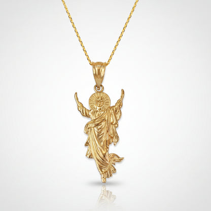 Gold Resurrection of Jesus Christ Pendant Necklace (yellow, white, rose gold, 10k, 14k) Karma Blingz